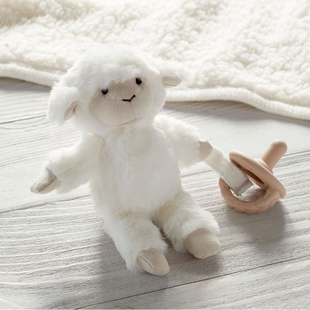 Pottery Barn Lamb Critter Plush Pacifier Holder